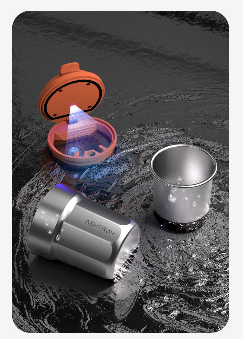 Portable Car Ashtray with LED Light, Smoke-Proof Coffee Cup Style Design