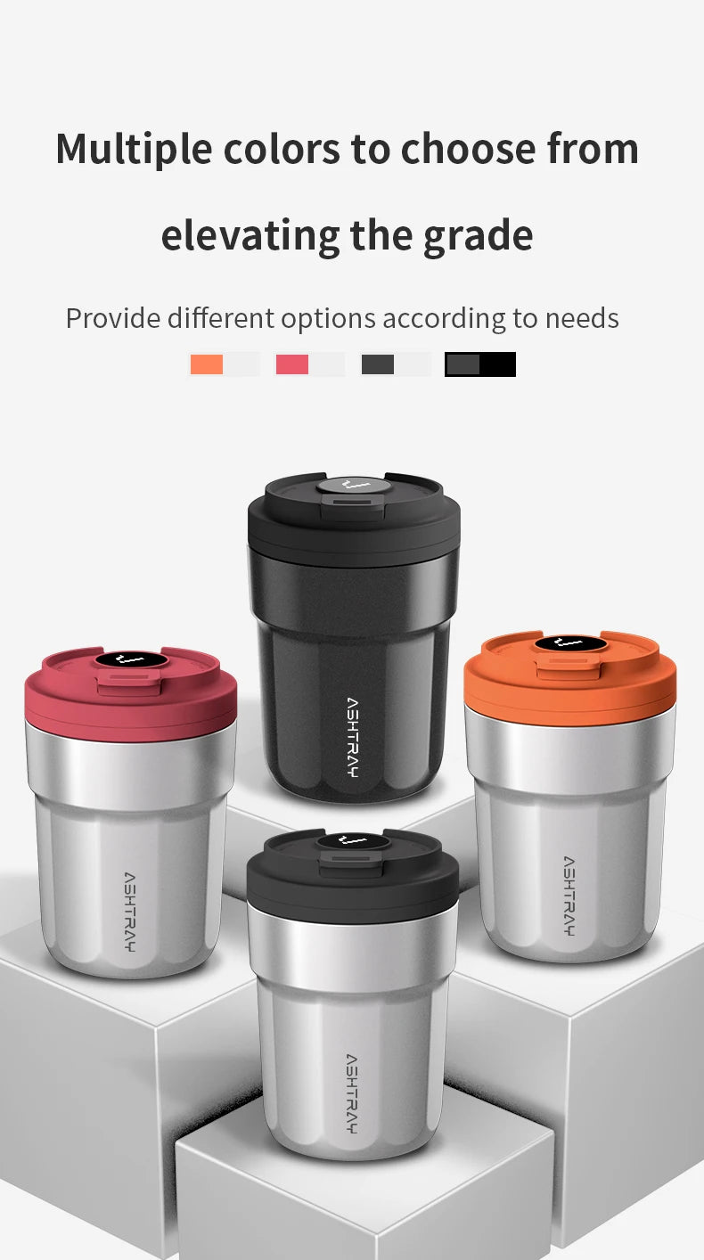 Portable Car Ashtray with LED Light, Smoke-Proof Coffee Cup Style Design